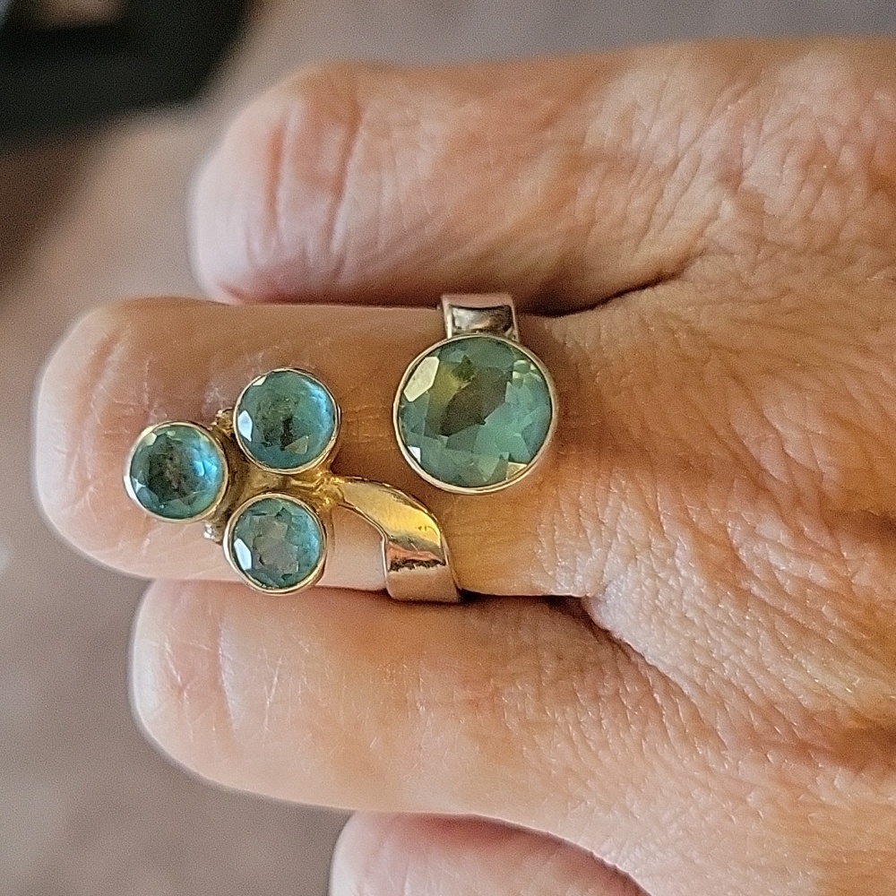 Vintage Sterling Silver Semi Precious Gemstone Ring Size 6